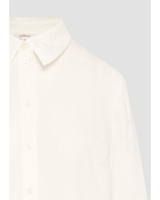 S.oliver White Langarmbluse Strukturierte Hemdbluse aus Viskosemix