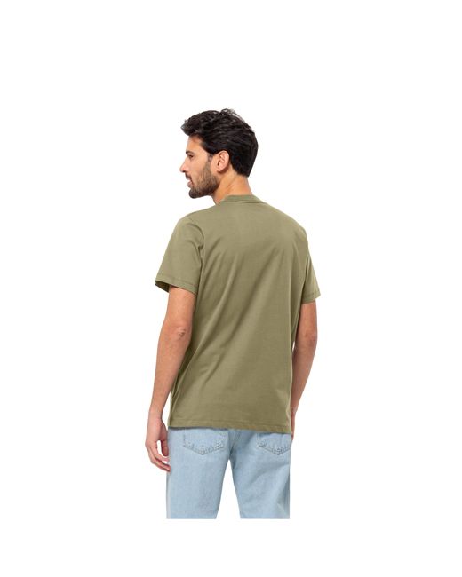 Jack Wolfskin ESSENTIAL M weiches, klassisches T-Shirt aus atmungsaktiver Bio-Baumwolle in Green für Herren
