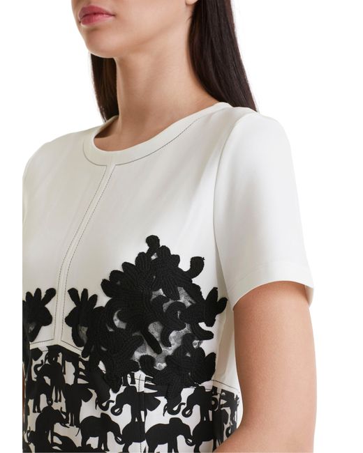 Marc Cain Black Midikleid "Collection Animal Intense" Premium mode Figurnahes Kleid mit Applikation