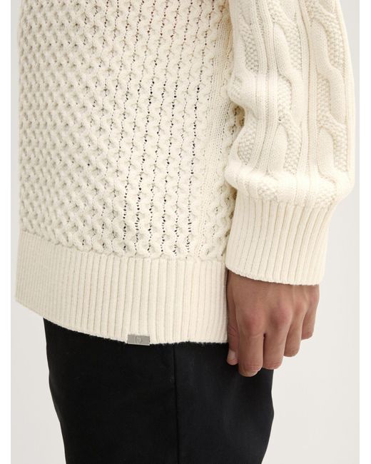 Tom Tailor Strickpullover Relaxed Pullover mit Zopfmuster in Natural für Herren