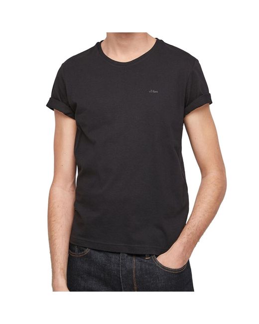 S.oliver T-Shirt Casual (2-tlg) mit Logo, schlicht, unifarben, Basic, moderner Look im 2er Pack in Black für Herren