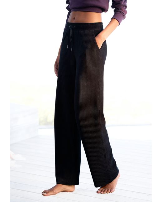 vivance active Black Homewearhose -Loungehose mit breiter elastischen Cord Struktur, Loungewear