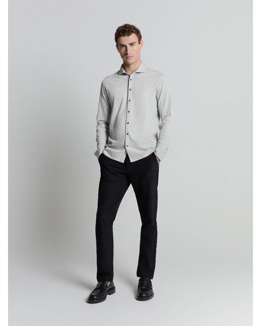 No Excess Langarmhemd Jerseyhemd in Gray für Herren