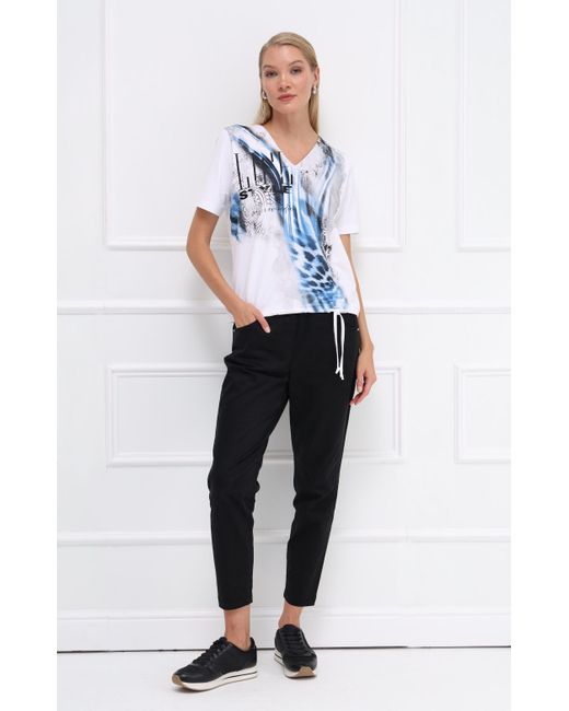 Passioni White T-Shirt mit abstraktem Animal-Print
