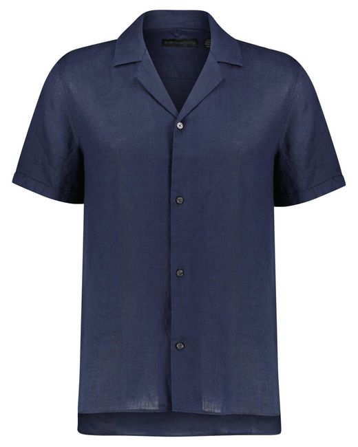 Drykorn Langarmhemd Leinenhemd BIJAN Regular FIt Kurzarm (1-tlg) in Blue für Herren