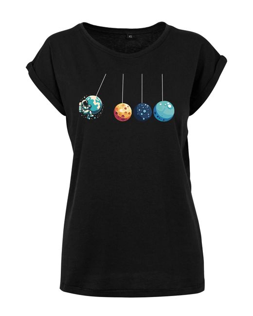Youth Designz Black Print- "Planeten Universum" T-Shirt Statement Geschenk Motiv mit stylischen Aufdruck für Frauen