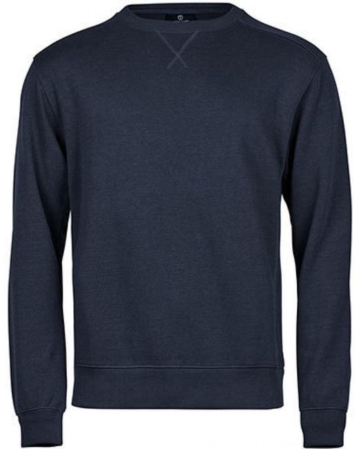 Tee Jays Sweatshirt Ribbed Interlock Crew Neck pulli in Blue für Herren