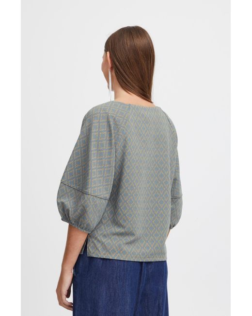 Ichi Gray Kurzarmbluse IHPRIYA TO2 moderne Bluse