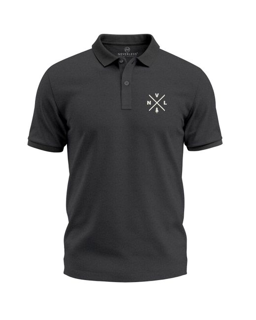 Neverless Poloshirt Grafik – Kurzarm Polo Sommer Outdoor mit Print in Black für Herren