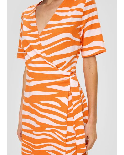 S.oliver Orange Minikleid Kleid mit V-Ausschnitt