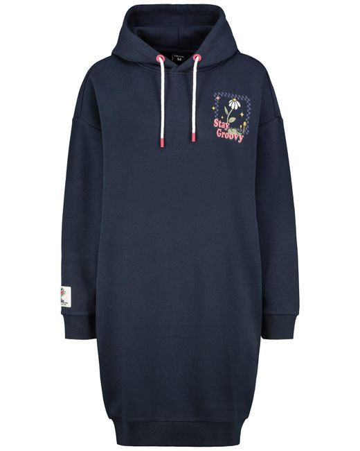 Sublevel Blue Hoodie Sweatkleid Oversize Lange Kapuzenpullover
