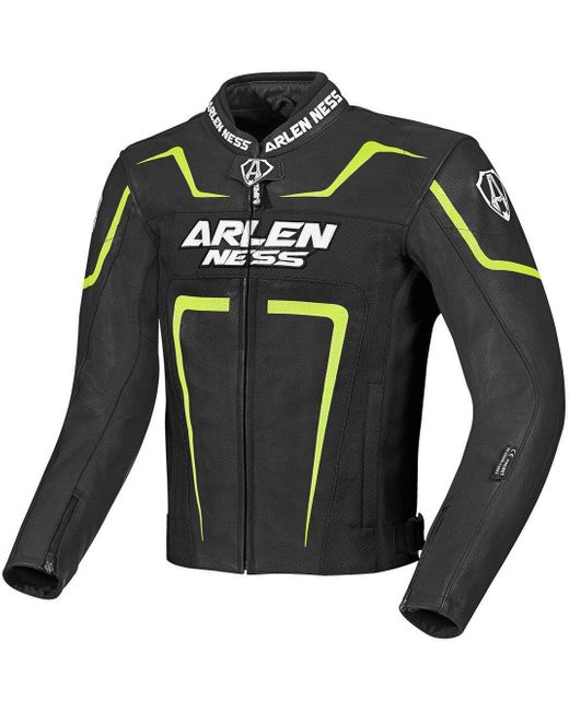 Arlen Ness Motorradjacke Motegi Motorrad Lederjacke herausnehmbares Innenfutter in Green für Herren