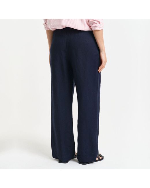 Gant Blue Leinenhose 4150348 Leinnhose Pull on Pants mit mittelhohen Elastikbund