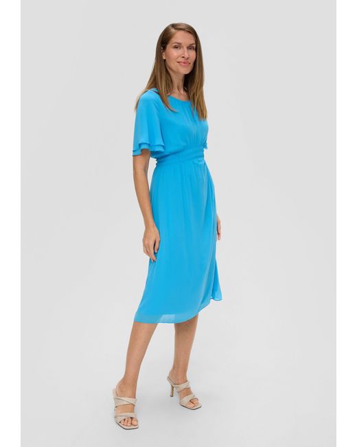 S.oliver Blue Minikleid Chiffon-Kleid mit elastischem Bund Raffung