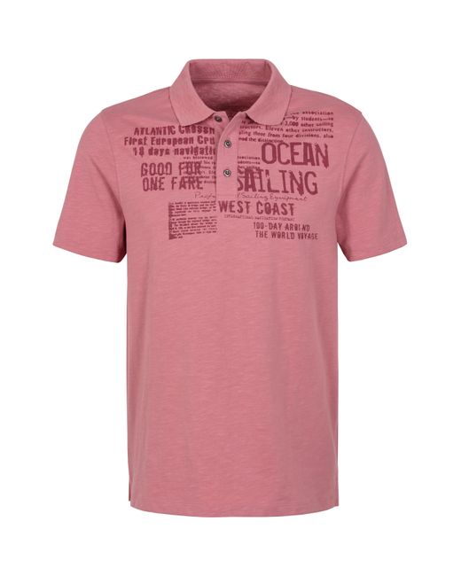 John Devin Poloshirt Regular-Fit, aus Slub-Qualität, mit Print in Pink für Herren