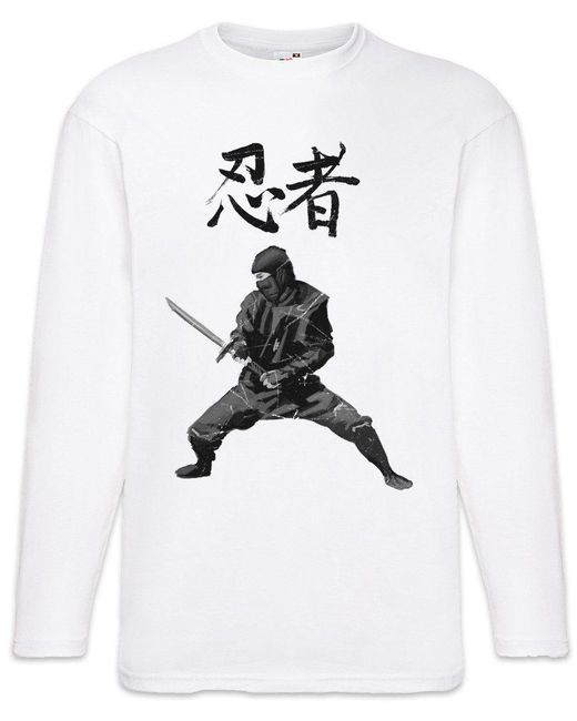 Urban Backwoods Langarmshirt Ninja I Langarm T-Shirt Samurai Warrior Way of Seppuku Japan in White für Herren