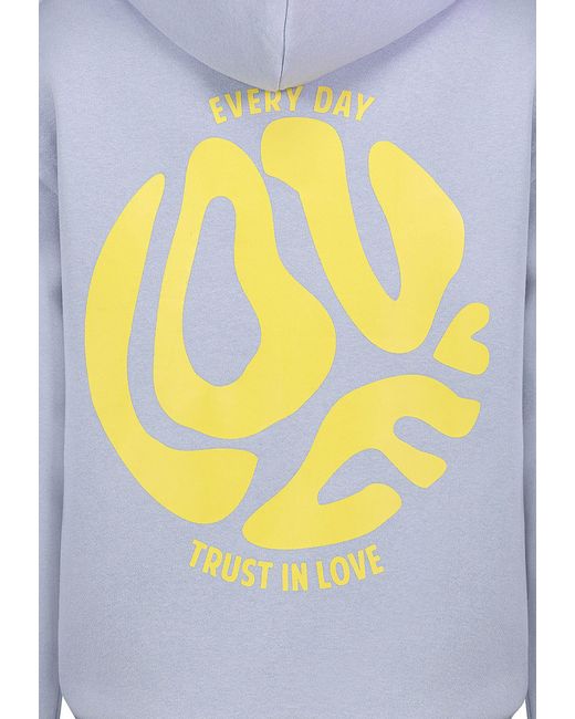 Sublevel Blue Kapuzenpullover mit Reißverschluss und Motiv-Slogan Print Zip Hoodie