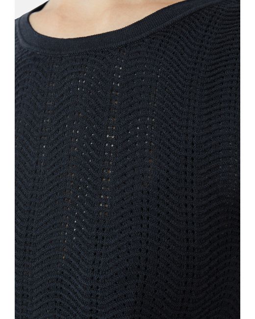Comma, Blue Pullunder Slim-Fit-Stricktop mit Strukturmuster