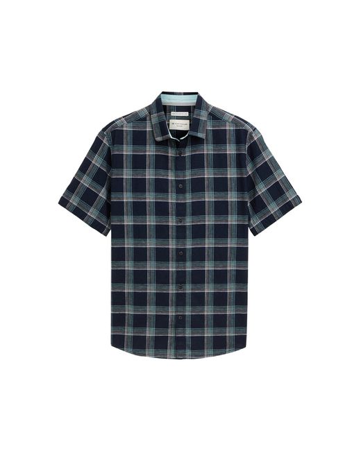 Tom Tailor Regular Fit Kurzarmhemd mit Leinenanteil in Blue für Herren