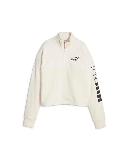 PUMA White Fleecepullover Pullover POWER Colorblock High Neck Crew Winterized 676027