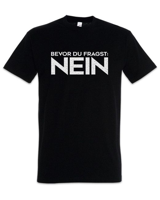 Urban Backwoods Print- Bevor Du Fragst: Nein -Shirt Sturkopf Pubertät Faul Faultier in Black für Herren