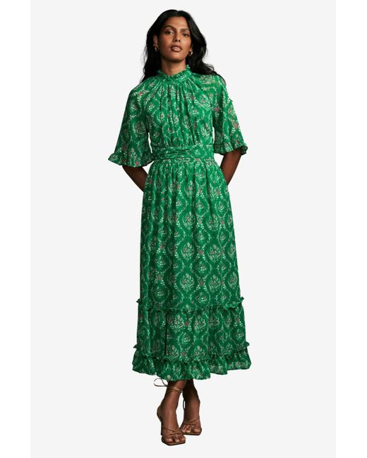 Laura Ashley Green Chiffonkleid Fascott Midaxi-Kleid aus Chiffon (1-tlg)