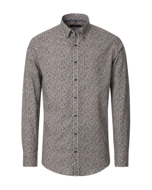 CASA MODA Langarmhemd Hemd modischer Print casual fit L (1-tlg) in Gray für Herren