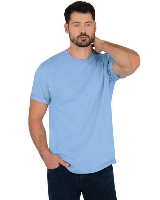 Trigema T-Shirt DELUXE Baumwolle (1-tlg) in Blue für Herren