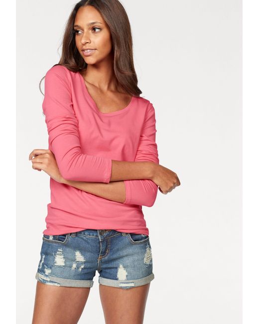 vivance active Pink Langarmshirt (2er-Pack) aus elastischer Baumwoll-Qualität