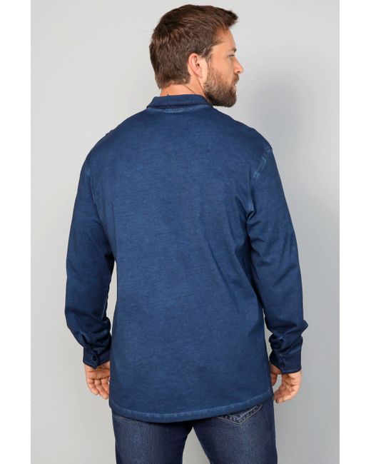 John F. Gee . Businesshemd Jerseyhemd Langarm bis 72/74 in Blue für Herren