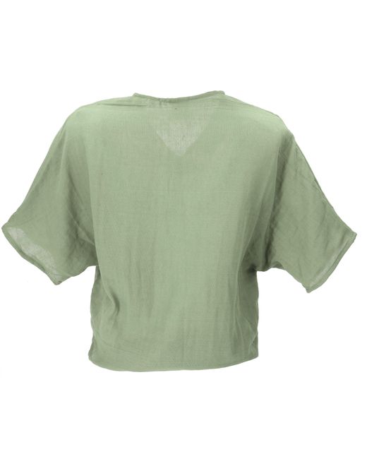Guru-Shop Green Longbluse Musselin Boho Bluse, overzise Baumwollbluse,.. alternative Bekleidung