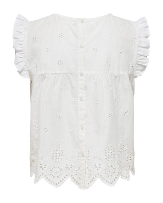 ONLY White Blusenshirt ONLSILLA S/L FRILL TOP WVN NOOS
