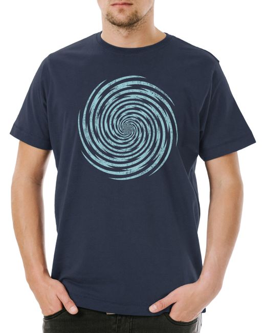 Urban Backwoods Print- Spiral Lightning T-Shirt Spirale Hypnose Kreisel Kreis in Blue für Herren