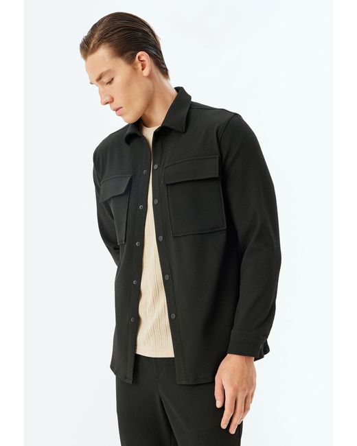 Koton Hemdjacke Regular Mit Knöpfen in Black für Herren