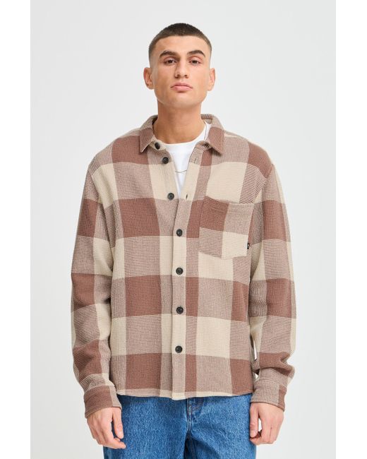 Solid Langarmhemd SDOLIVER WAFFLE CHECK lässiges Baumwollhemd in Natural für Herren