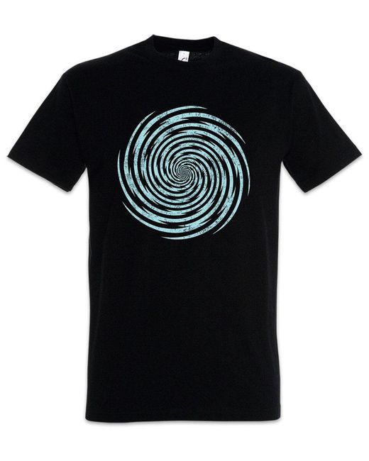 Urban Backwoods Print- Spiral Lightning T-Shirt Spirale Hypnose Kreisel Kreis in Black für Herren