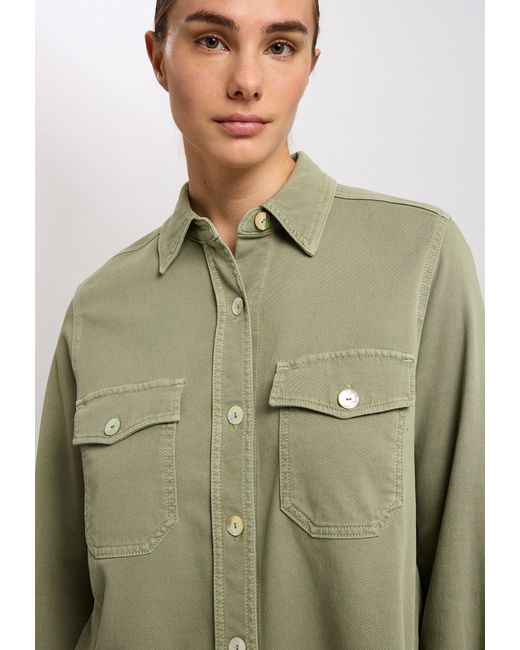 MARC AUREL Green Hemdbluse aus lässiger Baumwolle mit Leinenstruktur