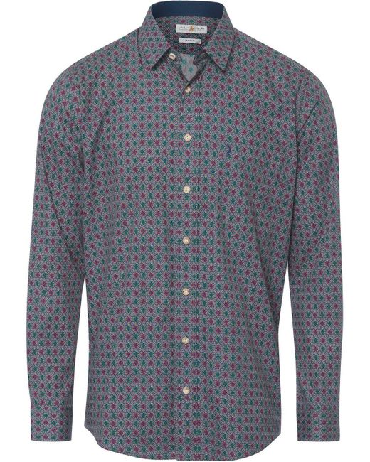 ALMSACH Trachtenhemd Basic Fit in Blue für Herren