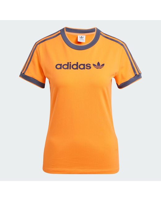 Adidas Orange Longsleeve LINEAR LOGO 3-STREIFEN T-SHIRT
