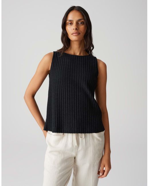 Opus Black Shirttop IPOMA SLIT Regular in Rippstruktur