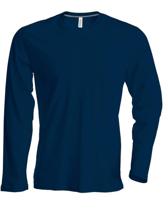 Kariban Rundhalsshirt Langarmshirt Longsleeve Long Sleeve T-Shirt Baumwolle in Blue für Herren