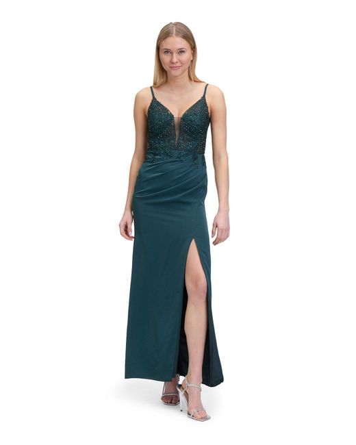 Vera Mont Blue Abendkleid mit Stickerei Spitze
