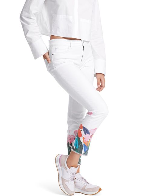 Marc Cain White 7/8-Jeans "Pants Flower Vichy" Premium mode mit floralem Print
