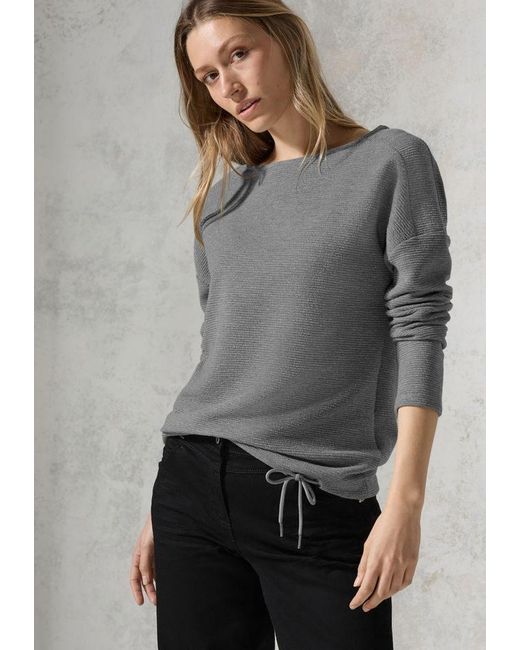 Cecil Gray Glitzerndes langarm Shirt - Sweatshirt mit Glitzereffekt