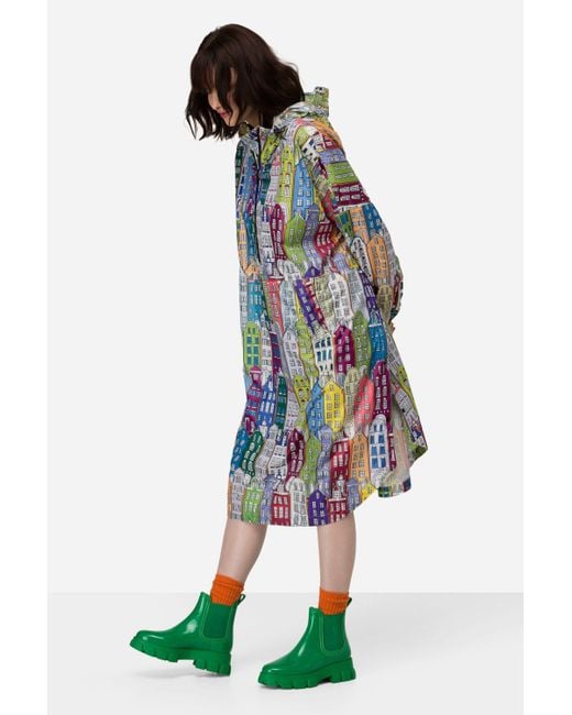 Laurasøn Green Funktionsjacke Funktions-Regencape Print Kapuze