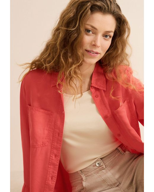 Cecil Red Langarmbluse mit Brusttaschen