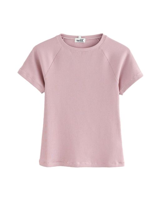 Self Pink . Enges, geripptes T-Shirt (1-tlg)