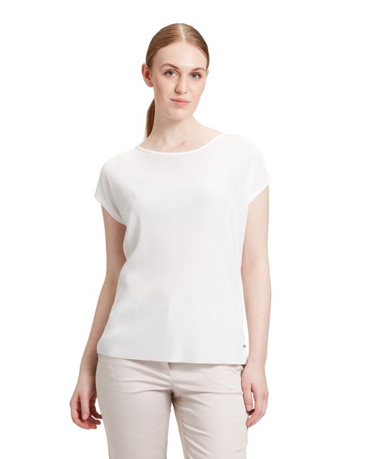 BETTY&CO White T-Shirt mit (1-tlg) Plissee