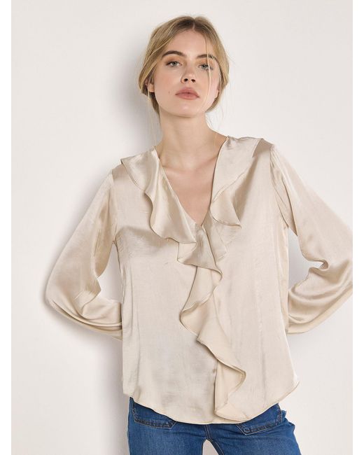 Apricot Natural Üschenbluse Strukturierte Bluse, mit Rüschen