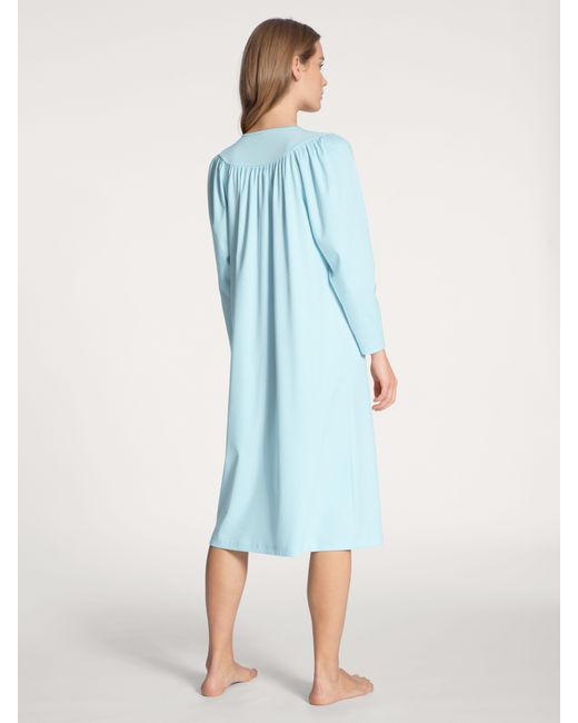 Calida Blue Nachthemd Soft Cotton Schlafhemd ca. 110 cm lang, Comfort Fit, Raglanschnitt